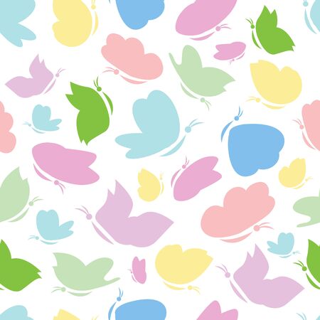 Vector multicolored butterflies silhouetteのイラスト素材
