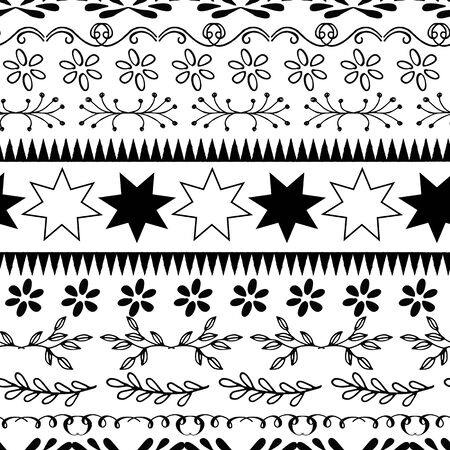 Vector hand drawn black and white doodle linesのイラスト素材