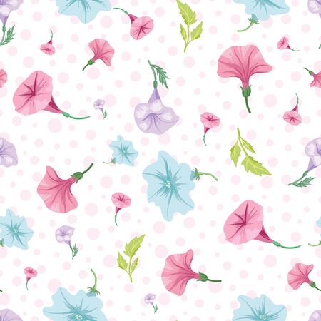 Lovely vector petunia flowers with leaf repeatのイラスト素材