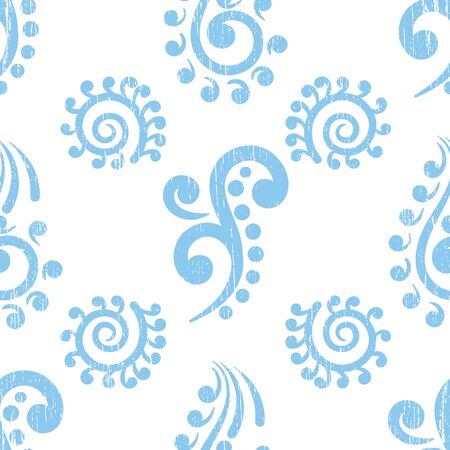 Vector pastel blue vintage style koru elementsのイラスト素材