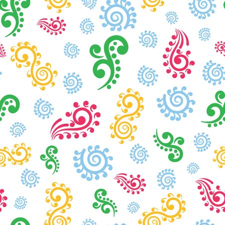 Vector multicolored koru elements seamless patternのイラスト素材
