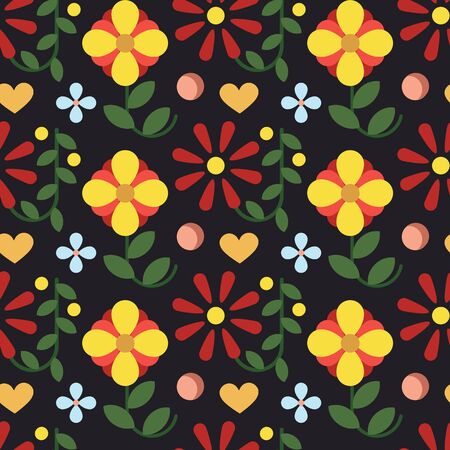 Vector retro vintage flowers seamless patternのイラスト素材