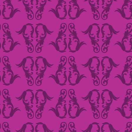 Vector purple colored damask or paisley seamless pattern backgroundのイラスト素材