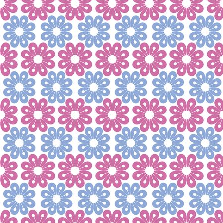 Vector pastel pink and blue petal flowers seamless pattern background. Perfect use for fabric, wallpaper, scrapbooking, giftwrap papers etc.のイラスト素材