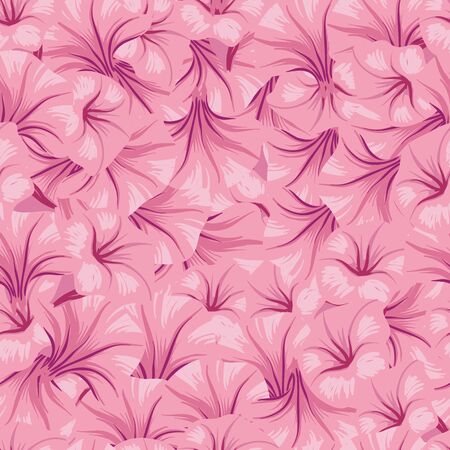 Beautiful bold vector pink petunia flower seamless pattern backgroundのイラスト素材