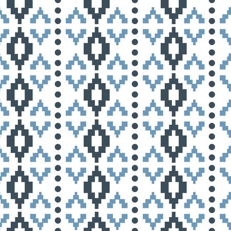 Vector pastel blue tribal geometric with dots seamless pattern backgroundのイラスト素材