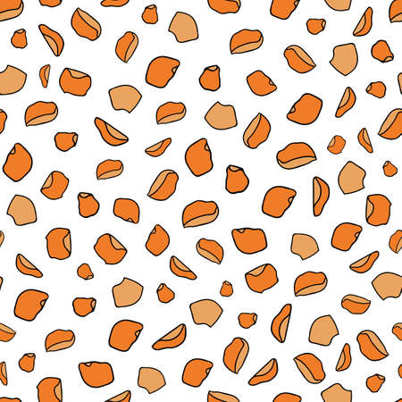 Vector orange rose petals seamless pattern background on white surface. Great use for textile, wallpaper, wrapping paper etc.のイラスト素材