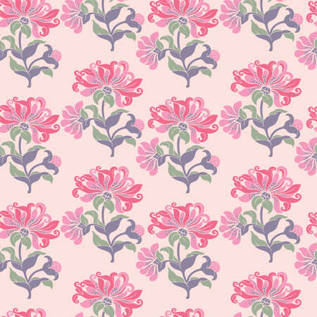 Vector half tone flower stripe seamless pattern background on light pink surfaceのイラスト素材