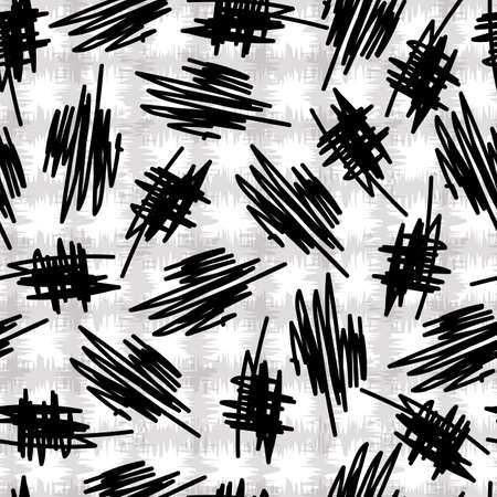 Vector black and white doodle seamlesss pattern backgroundのイラスト素材