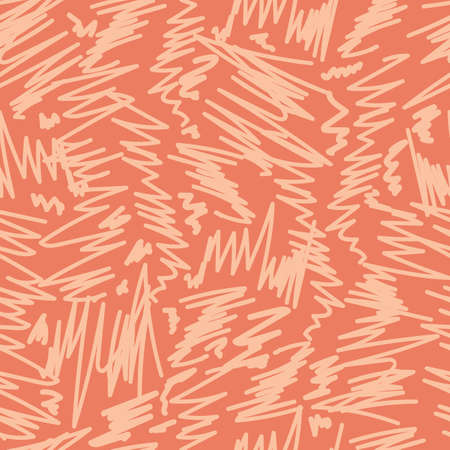 Vector light and dark orange colored doodles seamlesss pattern backgroundのイラスト素材
