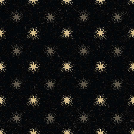 Vector celestial magic stars with texture seamless pattern background on black surfaceのイラスト素材