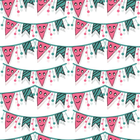 Vector cute ribbon strings seamless pattern background for any celebrationのイラスト素材