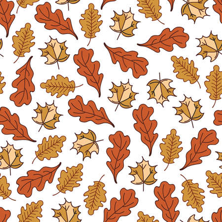 Vector Thanksgiving autumn leaves seamless repeat background. Vector illustrationのイラスト素材