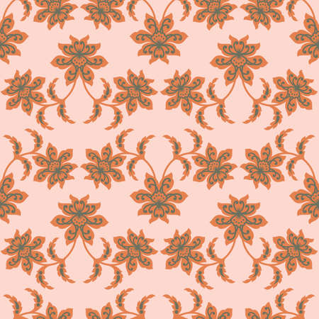 Vector floral vintage damask seamless repeat pattern background. Good use for fabrics, upholstery, home decor, textile, etc.のイラスト素材