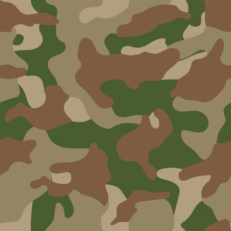 Vector military camouflage repeat seamless pattern background. Vector illustration. Great use for military fabric, army dress, theme dressmaking, etc.のイラスト素材