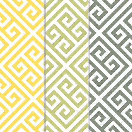 Seamless Greek Key Background Pattern in Three Color Variationsのイラスト素材