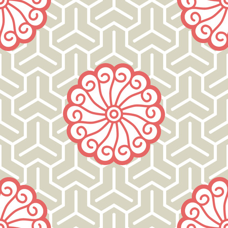 Hibiscus Samurai Seamless Background Pattern; Foreground のイラスト素材