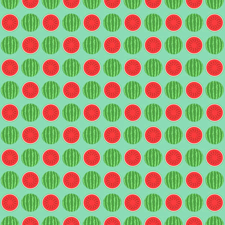 Red and Green Watermelon Seamless Repeat Pattern