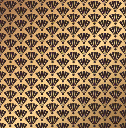 Art Deco Fan Pattern Gold Backgroundのイラスト素材