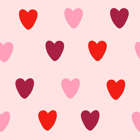 Simple heart half drop pattern in shades of red on pink