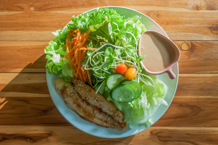 Healthy Food, Salad with fried fishの写真素材
