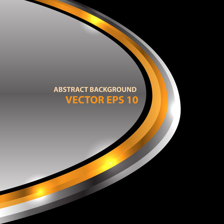 Abstract metal silver and gold curve on black modern luxury design background vector illustration.のイラスト素材