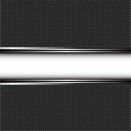 Abstract white silver on dark gray circle mesh design luxury background vector illustration.のイラスト素材