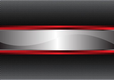 Silver red line banner on circle mesh design luxury modern background vector illustration.のイラスト素材