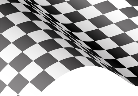 Checkered flag flying on white background vector illustration.のイラスト素材