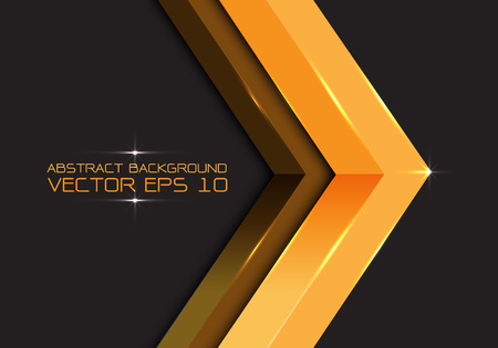 Abstract gold arrow 3D on dark gray blank space for text place design modern futuristic creative background vector illustration.のイラスト素材