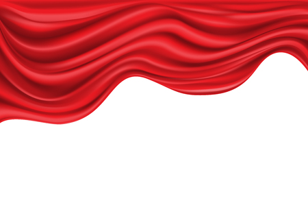 Red satin fabric wave on white luxury background vector illustration.のイラスト素材