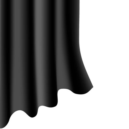 Black fabric curtain wave on white blank space background vector illustration.のイラスト素材