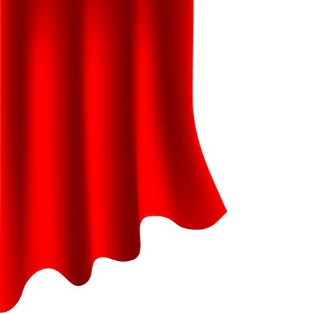 Red fabric curtain wave on white blank space background vector illustration.のイラスト素材