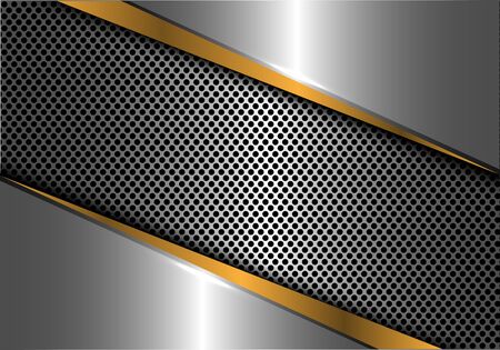 Abstract glod line silver metal circle mesh design modern futuristic luxury background vector illustration.のイラスト素材