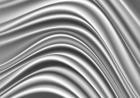 Abstract gray silver fabric satin wave detail luxury background texture vector illustration.のイラスト素材