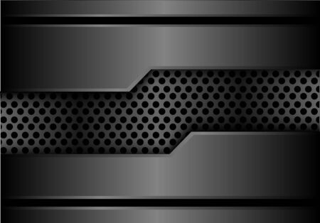 Abstract gray metal circle mesh in dark metallic design modern futuristic background texture vector illustration.のイラスト素材