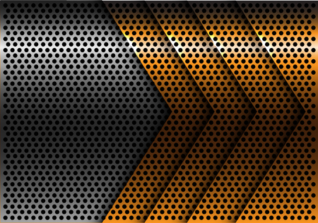Abstract gold arrow silver circle mesh design modern luxury futuristic background vector illustration.のイラスト素材