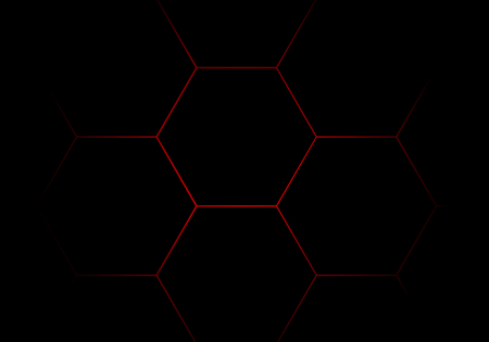 Abstract Black hexagon  red line pattern background vector illustration.のイラスト素材