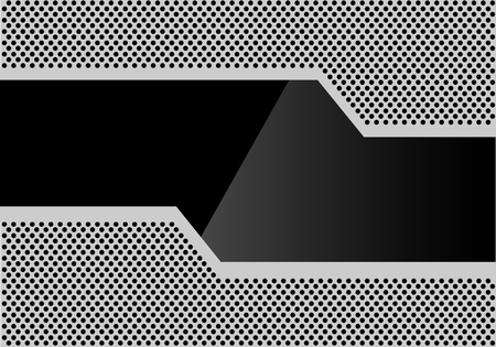 Abstract black glass polygon on gray circle mesh pattern design. Modern futuristic background vector illustration.のイラスト素材
