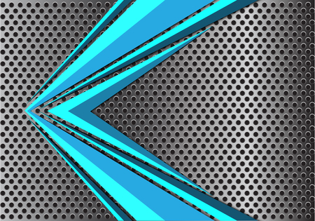 Abstract blue arrow speed on metal circle mesh design modern futuristic background vector illustration.のイラスト素材
