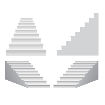 White stair template set collection. 3D isolated vector illustration.のイラスト素材