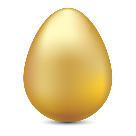 Realistic golden egg on white for ester festival celebration vector illustration.のイラスト素材
