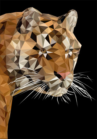 Tiger head polygon on black background vector illustration.のイラスト素材
