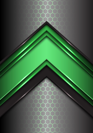 Abstract green black line arrow on hexagon mesh light design modern futuristic background vector illustration.のイラスト素材