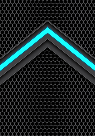 Abstract blue light arrow on dark gray hexagon mesh design modern futuristic technology background vector illustration.のイラスト素材