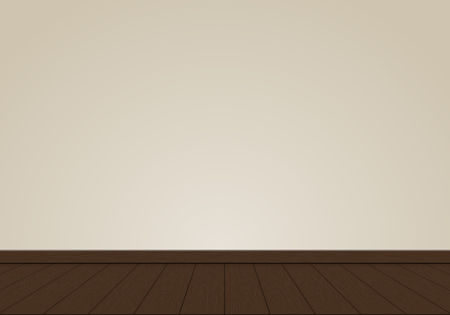 Realistic cream wall blank with oak wood floor interior background vector illustration.のイラスト素材