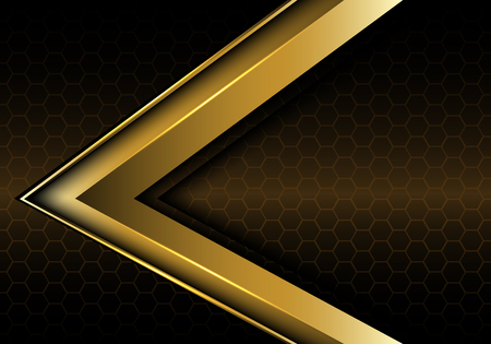 Abstract gold arrow on hexagon mesh design modern luxury futuristic background vector illustration.のイラスト素材