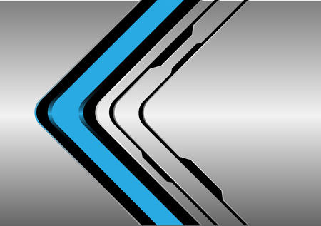 Abstract blue arrow direction on silver black line design modern futuristic technology background vector illustration.のイラスト素材