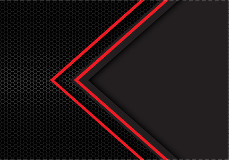 Abstract red arrow light direction hexagon mesh with dark gray blank space design modern futuristic background vector illustration.のイラスト素材