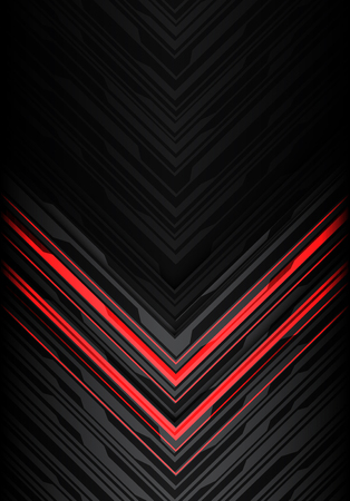 Abstract red light black line arrow polygon on grey futuristic direction design modern technology background vector illustration.のイラスト素材